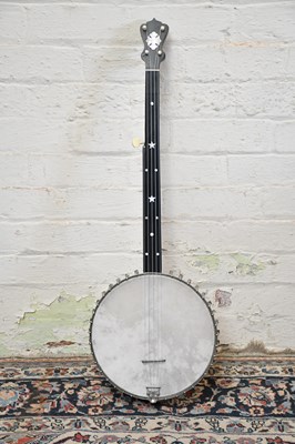 Lot 1533 - W S RILEY; a fretless five string banjo with...