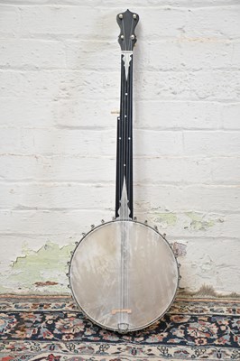 Lot 1530 - A five string fretless banjo with mother of...