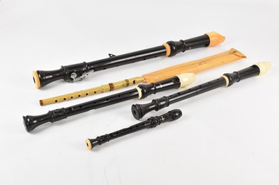 Lot 1604 - AULOS; a collection of four plastic recorders,...