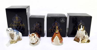 Lot 693 - ROYAL CROWN DERBY; four animal form...