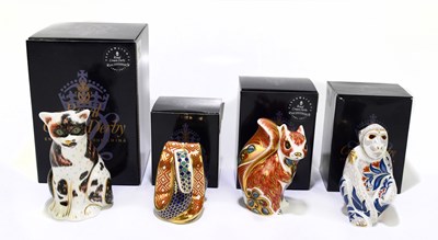 Lot 694 - ROYAL CROWN DERBY; four animal form...