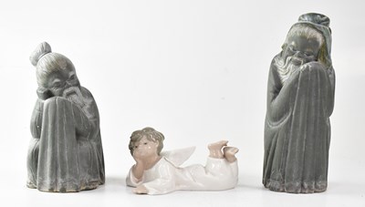 Lot 159 - LLADRÓ GRES; two figures of Chinese sages,...