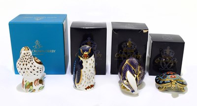 Lot 695 - ROYAL CROWN DERBY; four animal form...