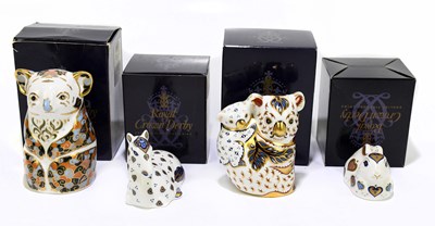 Lot 658 - ROYAL CROWN DERBY; four animal form...