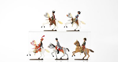 Lot 910 - C.B.G.; a set of seven French painted lead toy...