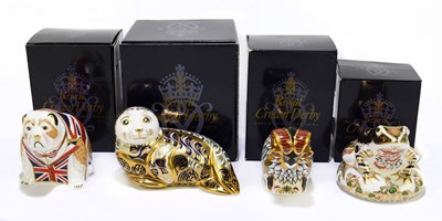 Lot 696 - ROYAL CROWN DERBY; four animal form...