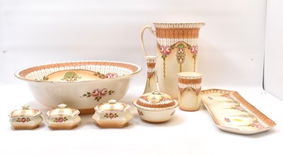 Lot 322 - CROWNFORD WARE; an Edwardian nine-piece...