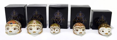 Lot 653 - ROYAL CROWN DERBY; five animal form...