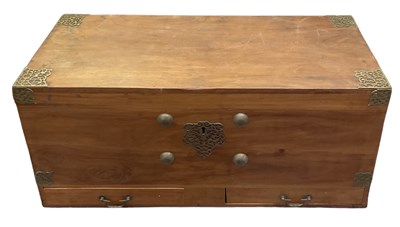 Lot 59 - A Sri Lankan teak brass bound trunk, with...