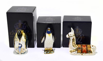 Lot 645 - ROYAL CROWN DERBY; three animal form...