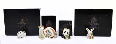 Lot 629 - ROYAL CROWN DERBY; four animal form...