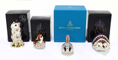 Lot 643 - ROYAL CROWN DERBY; four animal form...