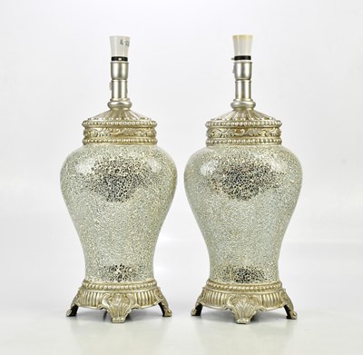 Lot 1813 - A pair of modern shattered glass and silver...