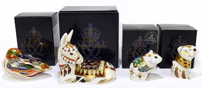 Lot 647 - ROYAL CROWN DERBY; four animal form...