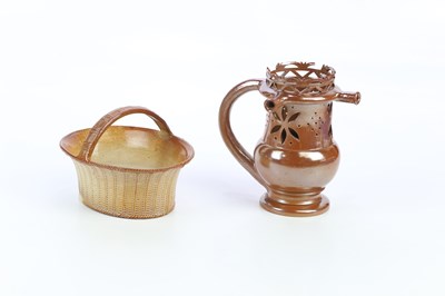 Lot 2462 - BRAMPTON; a 19th century stoneware basket and...