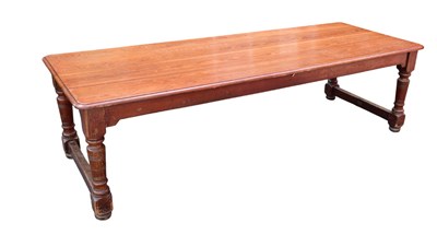 Lot 1370 - A Victorian pitch pine refectory table on...
