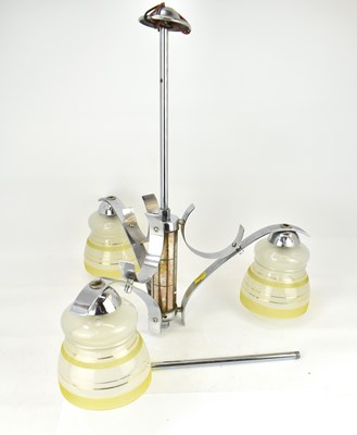 Lot 90 - An Art Deco three-branch chrome plated ceiling...