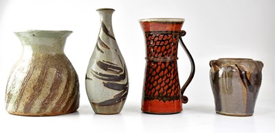 Lot 328 - Four assorted studio pottery vases, height of...
