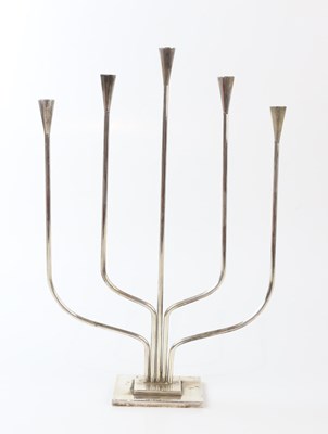 Lot 2087 - E DRAGSTED; a Danish silver-plated five branch...