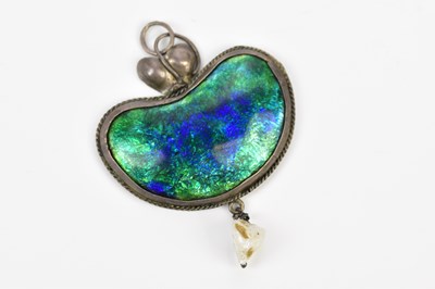 Lot 298 - An Arts and Crafts white metal pendant with...