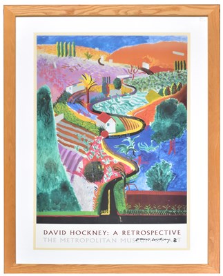 Lot 1375 - DAVID HOCKNEY; a signed limited edition coloured poster, 'Nichols Canyon'