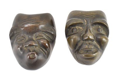 Lot 486 - Two Meiji period Japanese small bronze scroll...