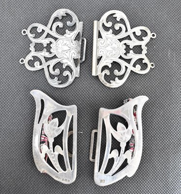 Lot 932 - Two pairs of hallmarked silver buckles, one...