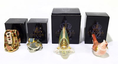 Lot 706 - ROYAL CROWN DERBY; four animal form...