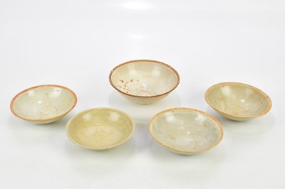 Lot 2610 - Five Chinese archaic pottery bowls, four...