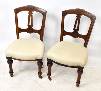 Lot 1670 - A set of six Edwardian upholstered mahogany...