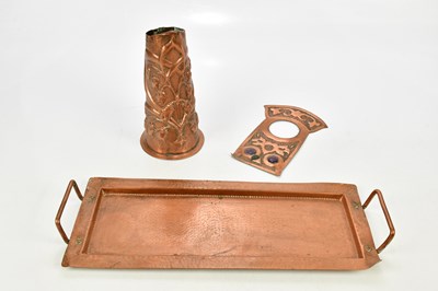 Lot 2098 - An Arts & Crafts style copper jug of tapering...