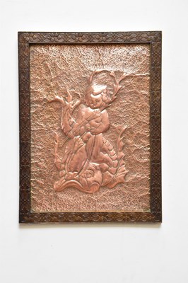 Lot 2100 - An Arts & Crafts style copper plaque with...