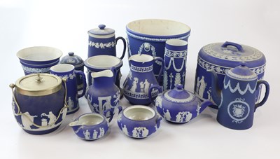 Lot 2446 - WEDGWOOD, a collection of blue jasper dip ware,...