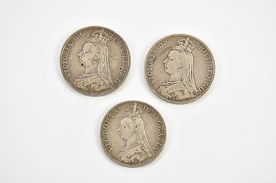 Lot 2675 - Two Victorian silver crowns, jubilee head,...