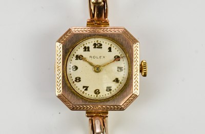 Lot 572 - ROLEX; a lady's 9ct gold cased wristwatch, the...