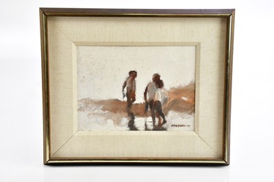 Lot 1830 - DAVID PRZEPIORA; oil on board, 'Three Children,...