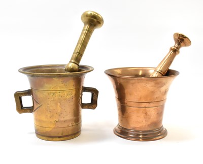 Lot 471 - Two late 18th/early 19th century brass mortars...