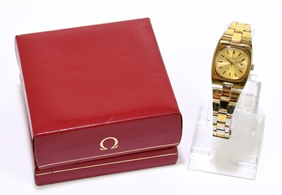 Lot 1727 - OMEGA; a lady’s automatic gold plated...