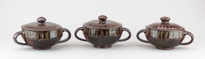 Lot 430 - Abuja Pottery; a trio of stoneware twin...