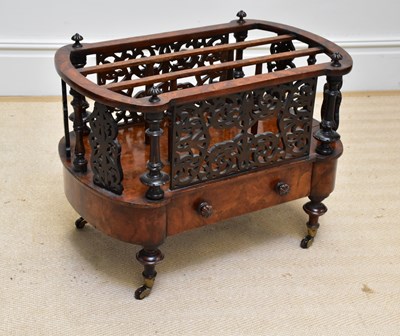 Lot 1019 - A Victorian walnut three division Canterbury...