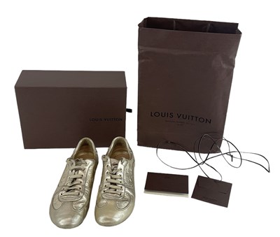 Lot 512 - LOUIS VUITTON; a pair of lady's metallic...