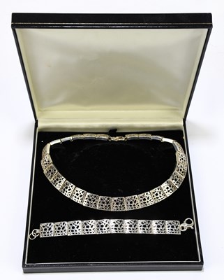 Lot 1589 - A contemporary sterling silver necklace with...