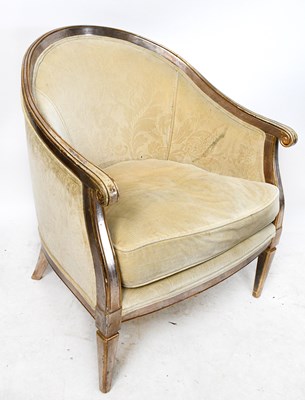 Lot 1727 - A modern painted upholstered tub chair raised...