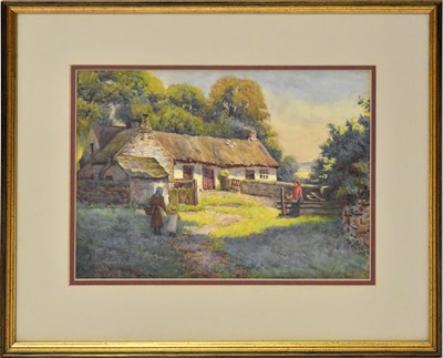 Lot 774 - D. A. BAXTER JR; watercolour, thatched farm...