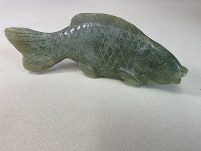Lot 266 - A large Chinese carved jade model of a fish,...