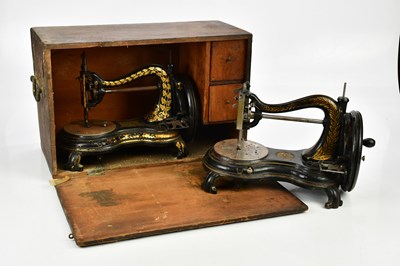 Lot 1667 - JONES HAND MACHINE; two vintage sewing...