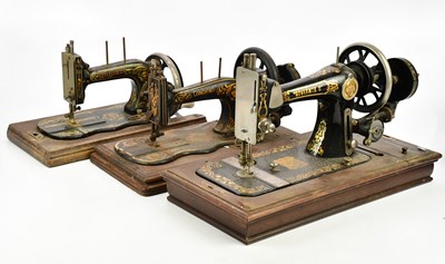 Lot 1652 - Three vintage sewing machines, comprising, a...