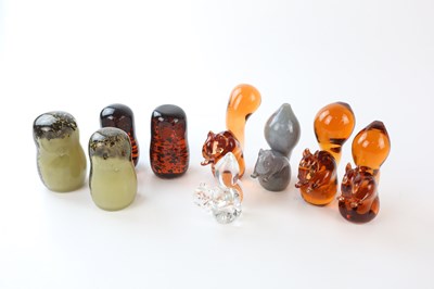 Lot 2563 - WEDGWOOD; nine animal form glass paperweights...