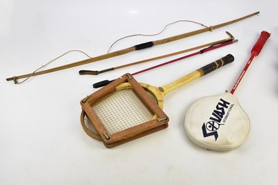 Lot 1845 - A vintage Player tennis raquet with wooden...