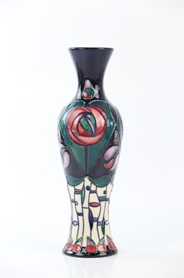 Lot 2243 - RACHEL BISHOP FOR MOORCROFT; a tall vase with...